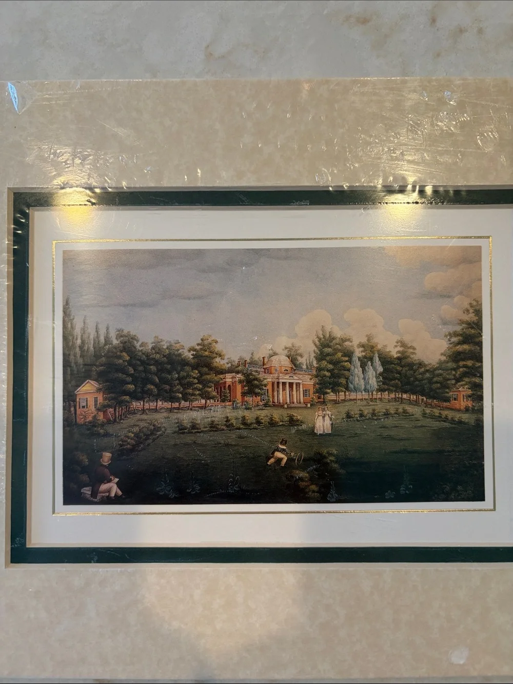 Classic Green Double-Matted Landscape Wall Art Thomas Jefferson’s Monticello